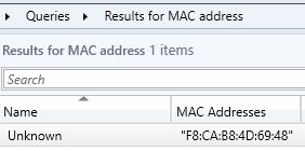 SCCM MAC address result