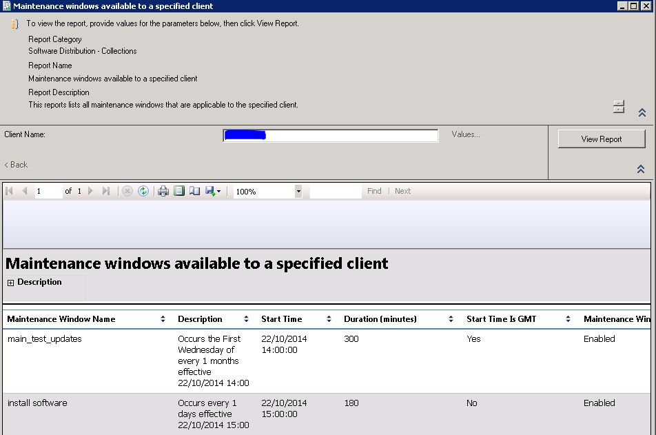 maintenance windows available specific client